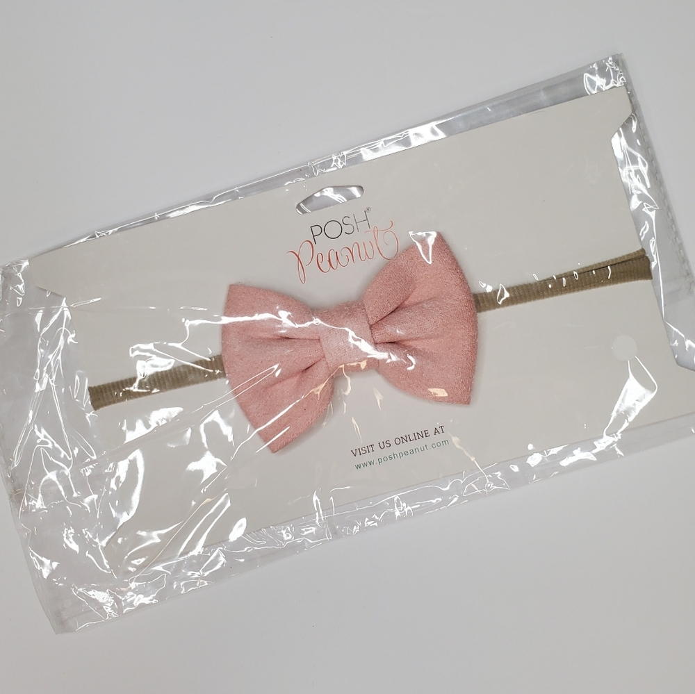 NWT Posh Peanut Light Pink Suede Bow